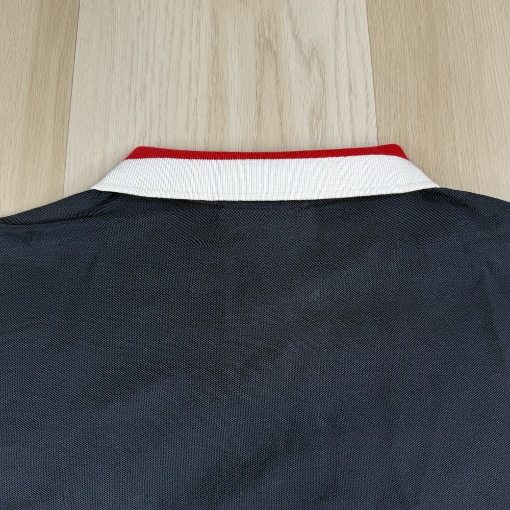 Psycho Bunny Polo Shirt Pima Cotton Skull Bunny Logo Striped Trim Size 7 Navy - Picture 9 of 10